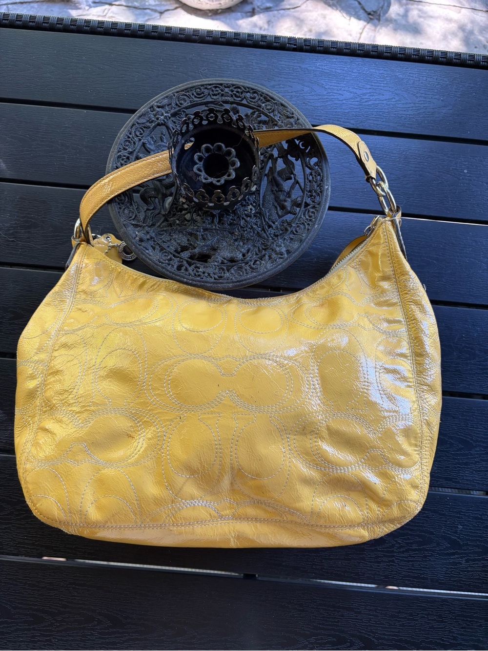 Coach Mustard Yellow Leather Hobo Shoulder Bag - Picture 6 of 16